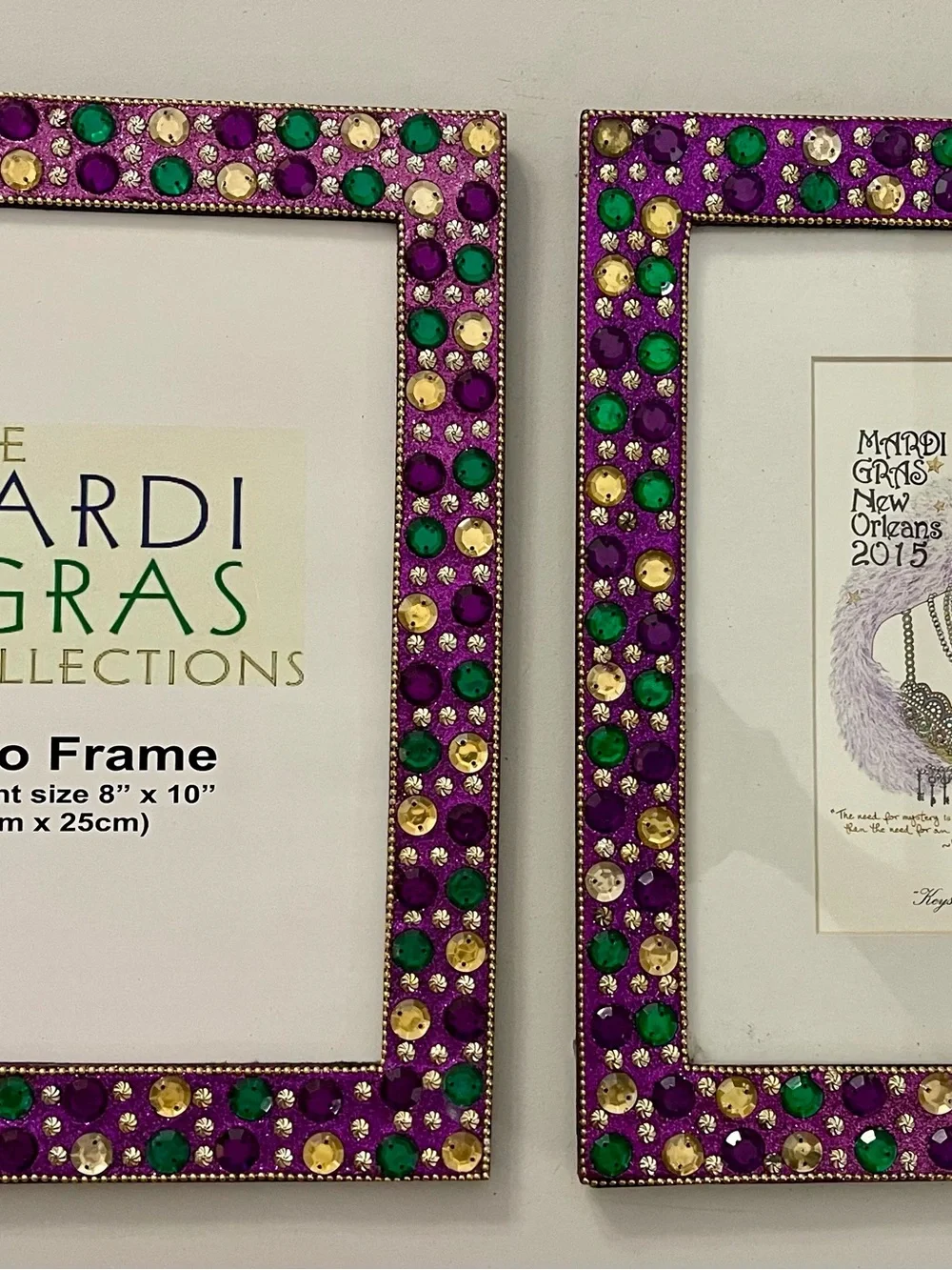 Purple & Green Jeweled Photo Frame - Set of 2